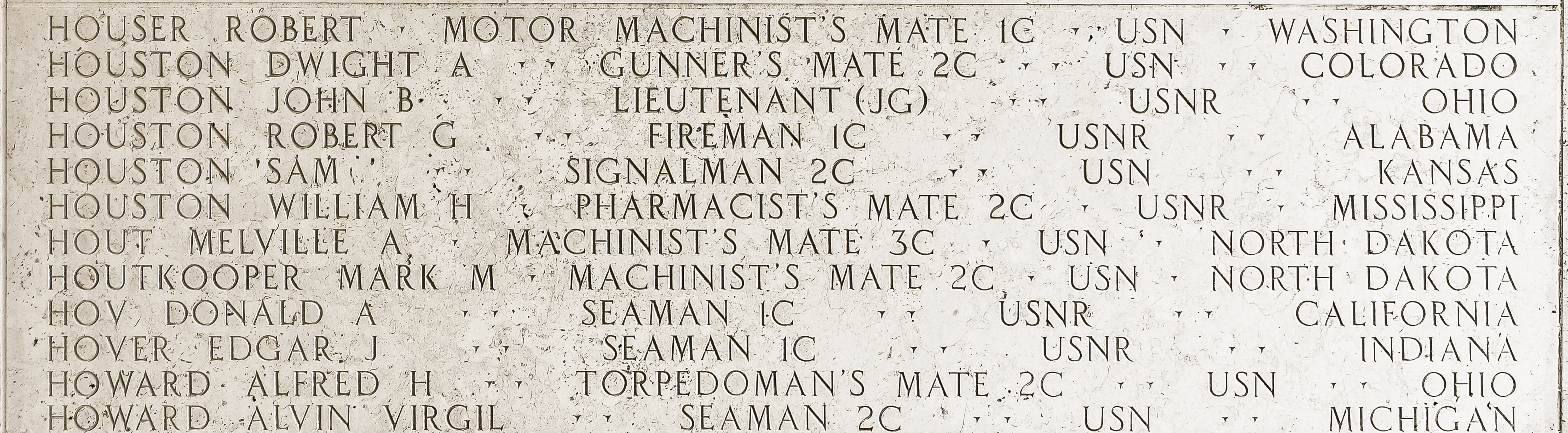 William H. Houston, Pharmacist's Mate Second Class